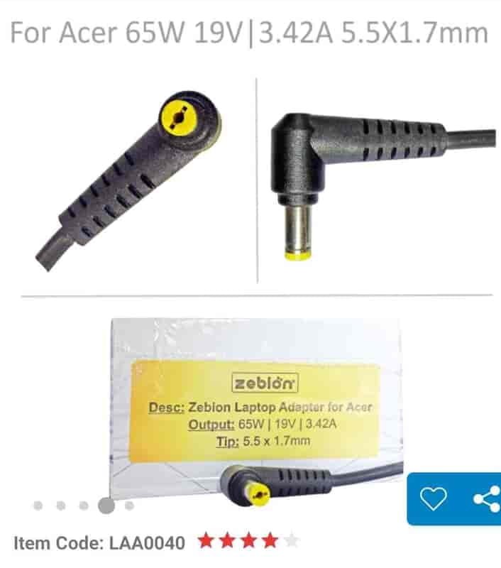 Zebion Laptop Adapter FOHP65w Small 18.5V/3.5A Zebion Laptop Adapter FOHP65w Small 18.5V/3.5A